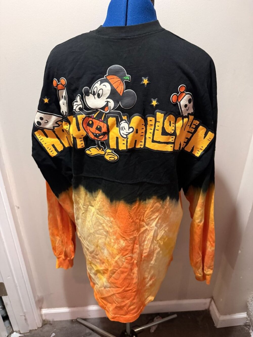 Disneyland Resort Halloween Mickey Spirit Jersey Tie Dye Black Orange LG